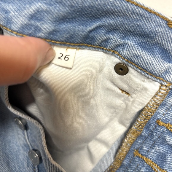 Still Here Tate Jeans Size 26 High Rise Straight Leg Asymmetric Stripe Denim - Picture 12 of 15